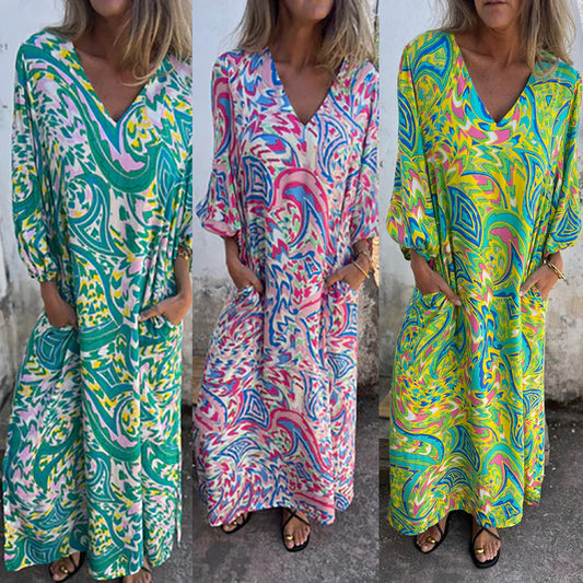 🌸Summer Specials🌸Women's Abstract Pattern Bohe Maxi Dress