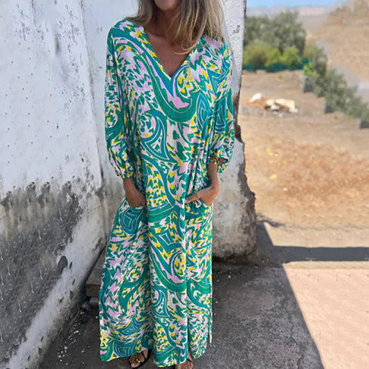 🌸Summer Specials🌸Women's Abstract Pattern Bohe Maxi Dress